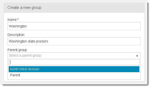 Select a parent group drop-down list.